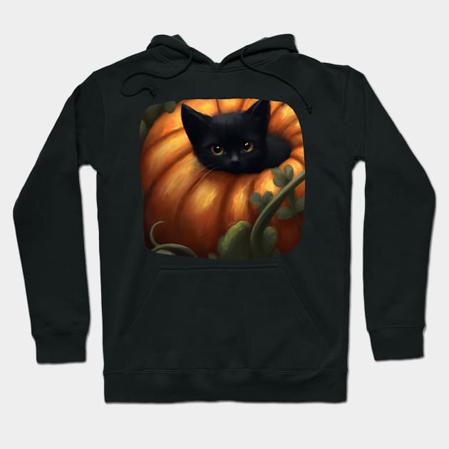 Cute Black Cat In Pumpkin Hoodie by SillyShirts